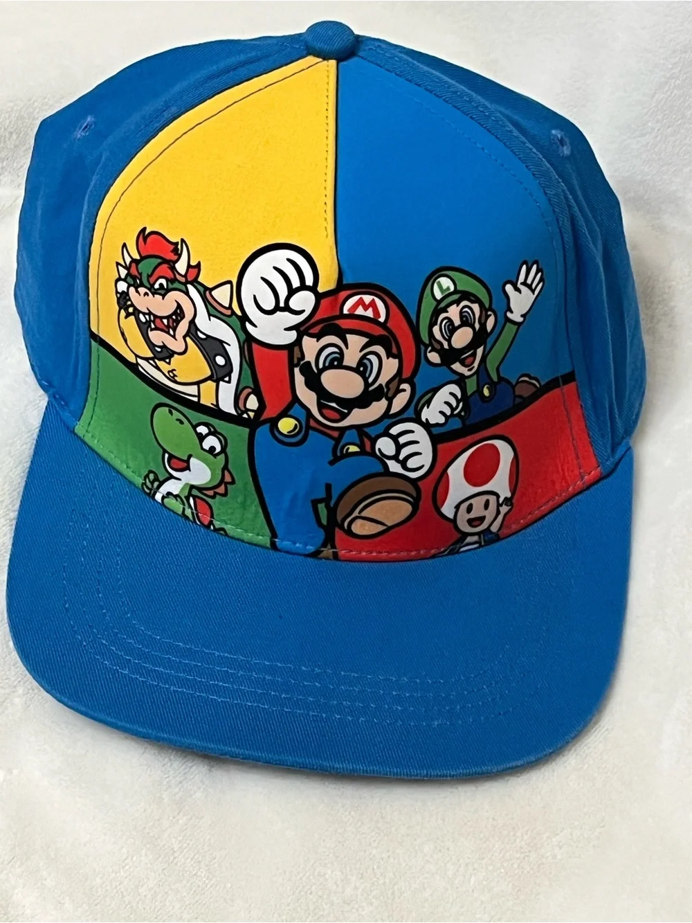 Nintendo Super Mario Snapback Hat Mario Luigi Bowser Yoshi Toad Blue One Size